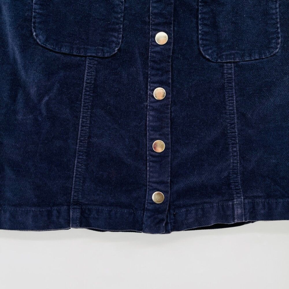 Urban Outfitters Velveteen Snap Front Mini Skirt in Navy, Size Small, Preppy - Picture 4 of 6